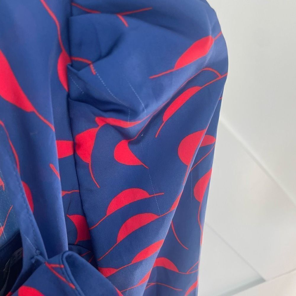 Self Portrait Blue Red One Shoulder Ruffle Dress - Picture 13 of 13